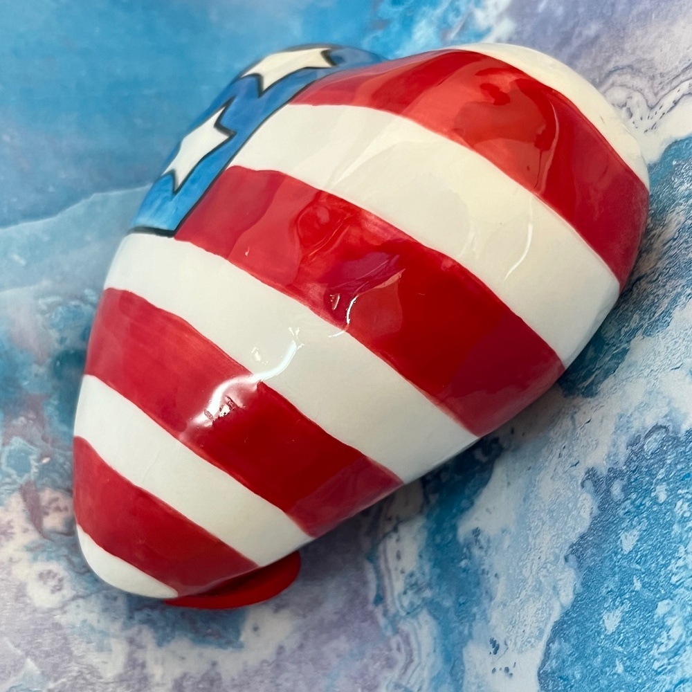 SANDRA MAGSAMEN Patriotic Ceramic Heart Rattle/Paper Weight - Picture 5 of 6